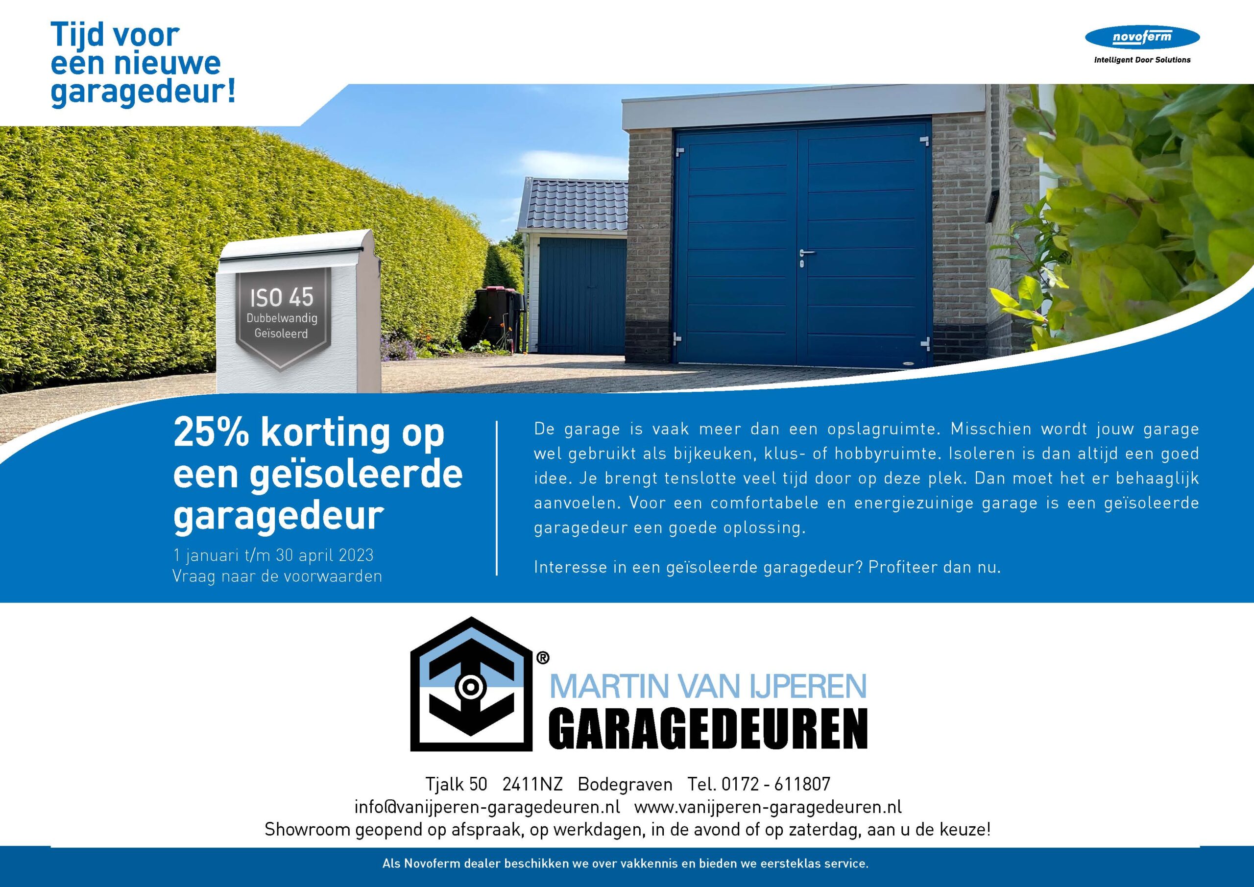 Aanbieding januari 25% korting op een geïsoleerde garagedeur